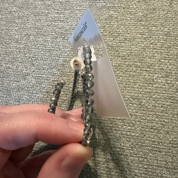 Gray Braided Hoop Earrings - Picture 5 of 6